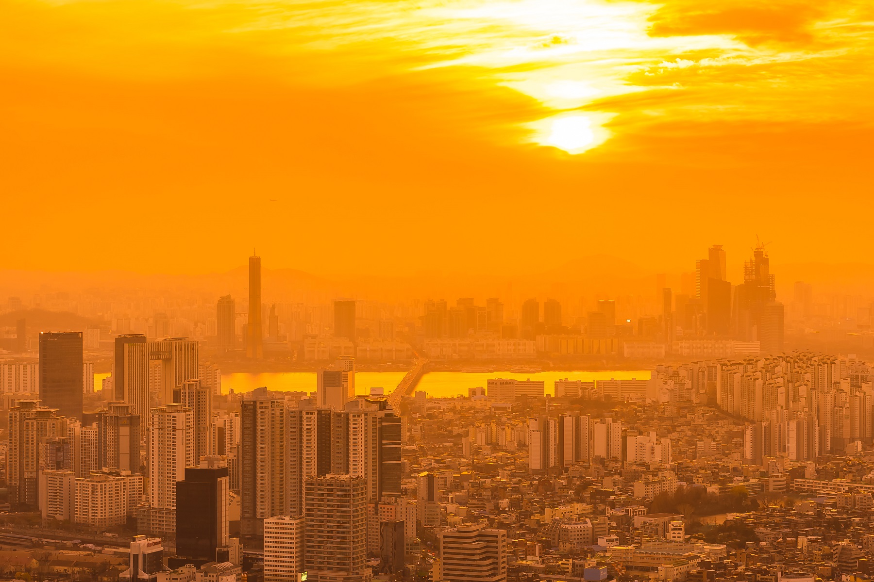 beautiful landscape and cityscape of seoul city