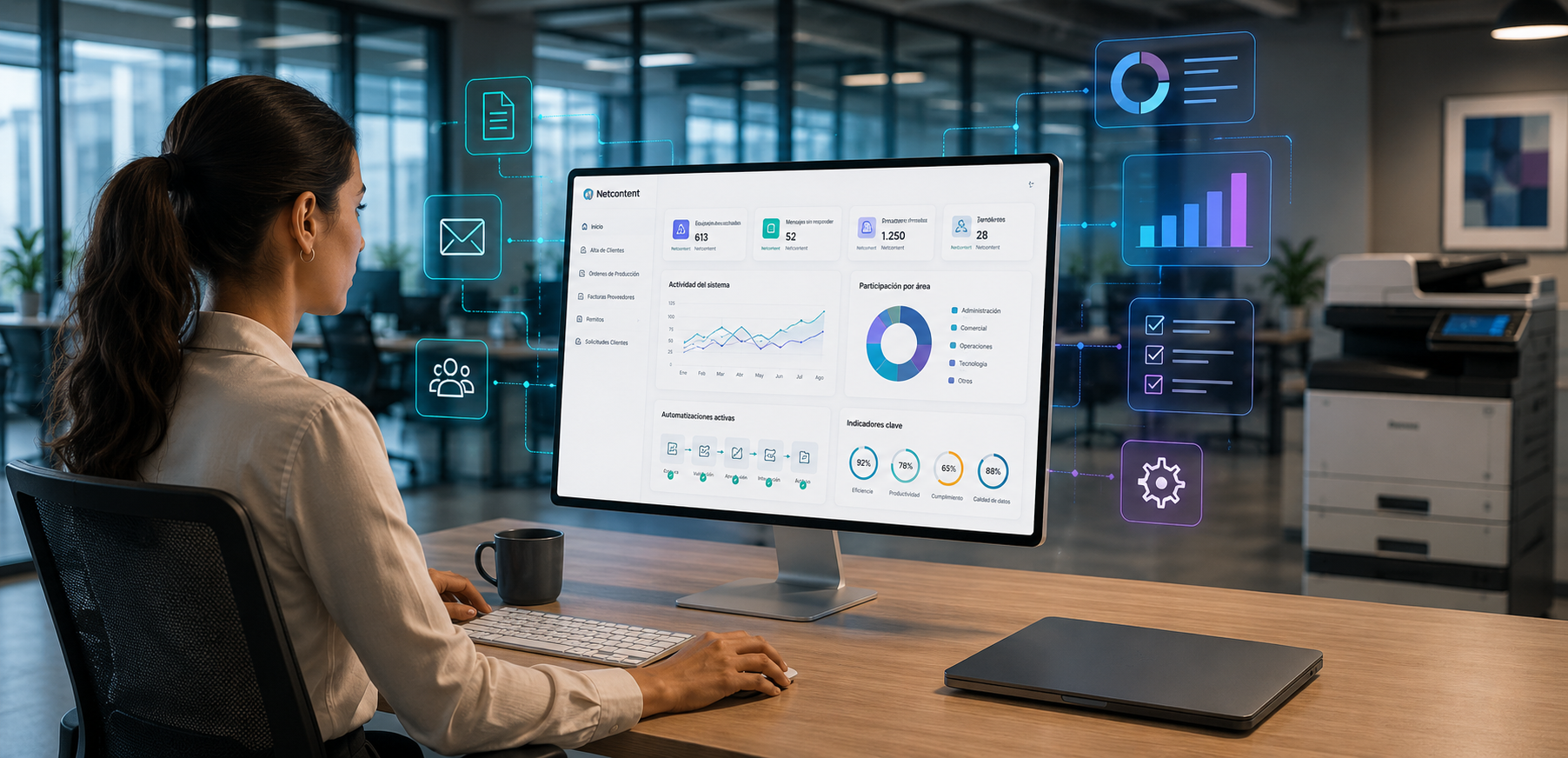 Diseño de experiencia de usuario UX y flujos de trabajo inteligentes en software empresarial