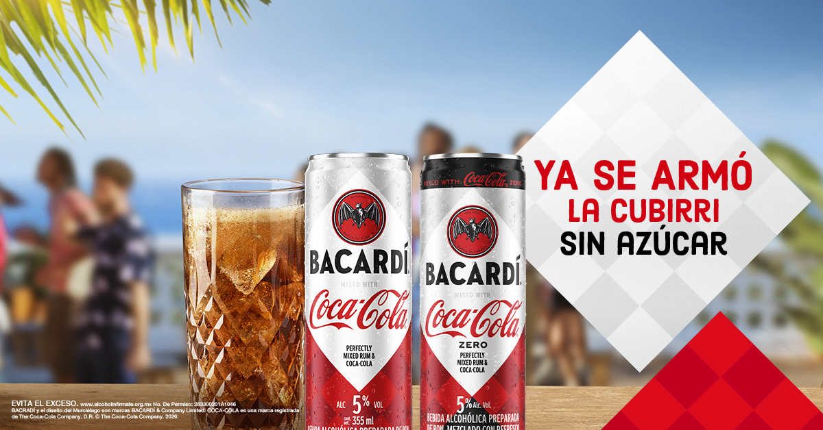 Coca-Cola México y Bacardí amplían su portafolio en la categoría ARTD con el lanzamiento nacional de Bacardí & Coca-Cola Zero Bebidas refrescantes listas para tomar y coctelería contemporánea sin azúcar en el mercado mexicano
